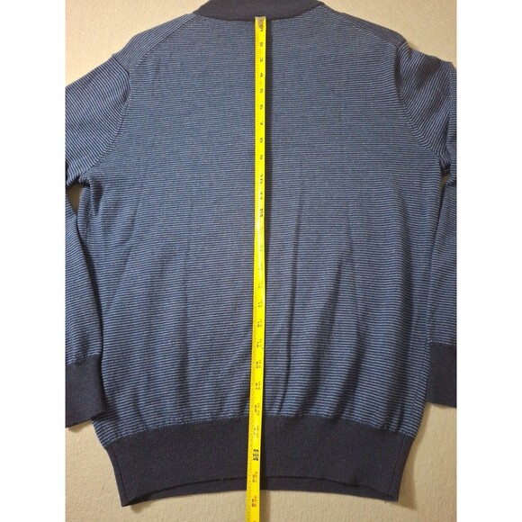 Peter Millar Men Small  1/4 Zip Italian Merino Wool  Sweater Blue Black Stripe - Picture 8 of 9